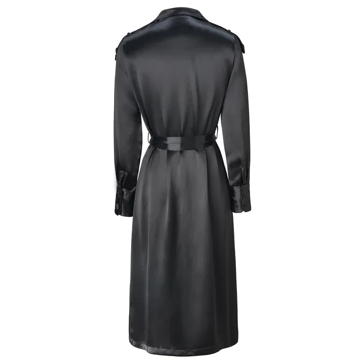 designer black coat dress Black crpe tailored coat dress featuring crystal embroidery