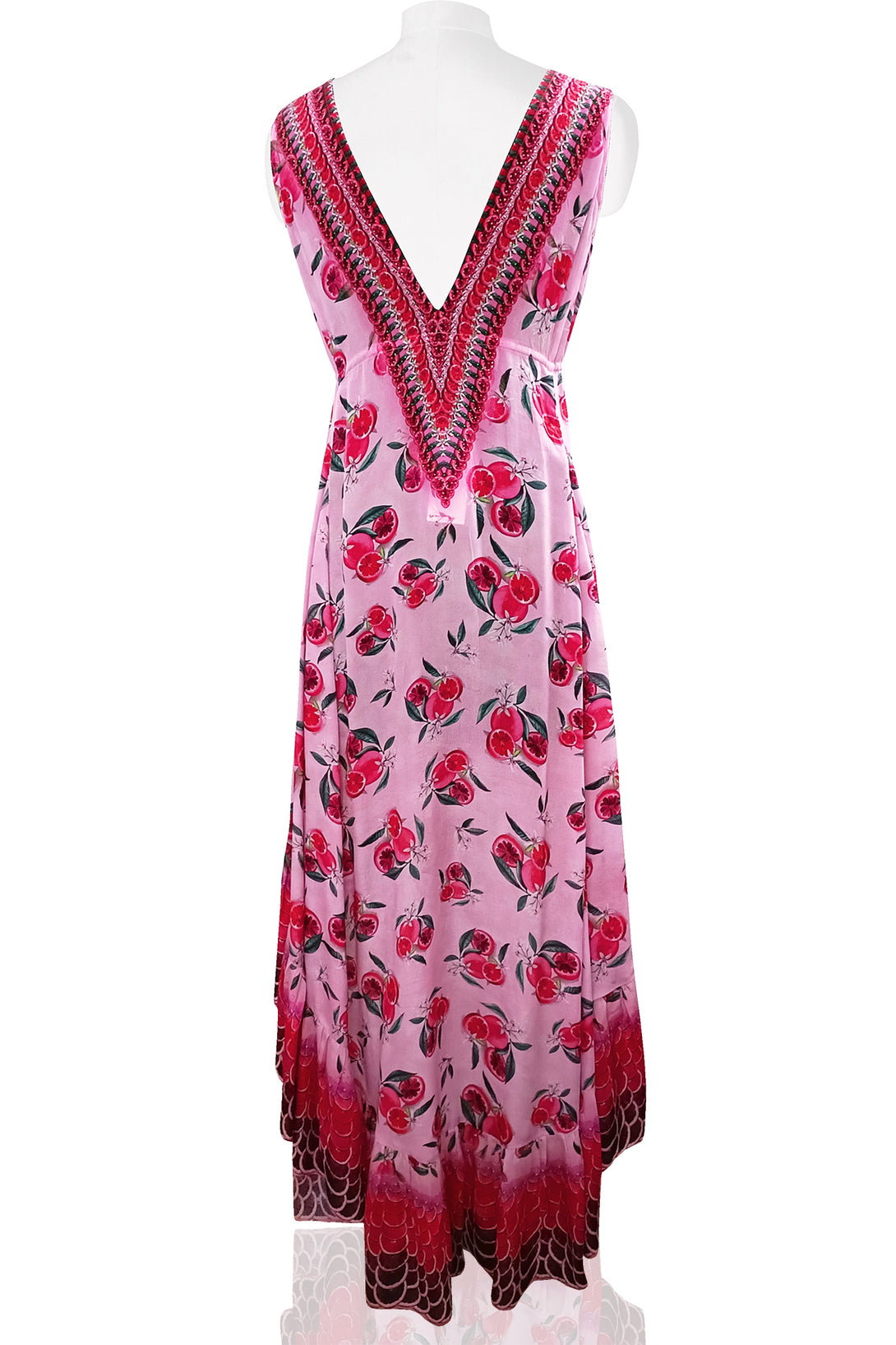  pink womens maxi dress, high and low cocktail dresses, plunging v neck formal dress, Shahida Parides,