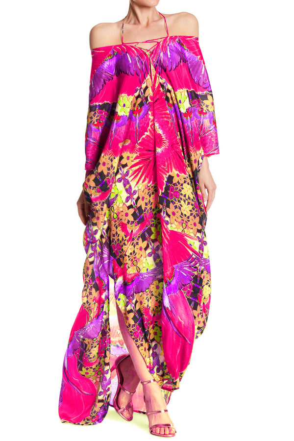 Long Caftan Cover up in Pink