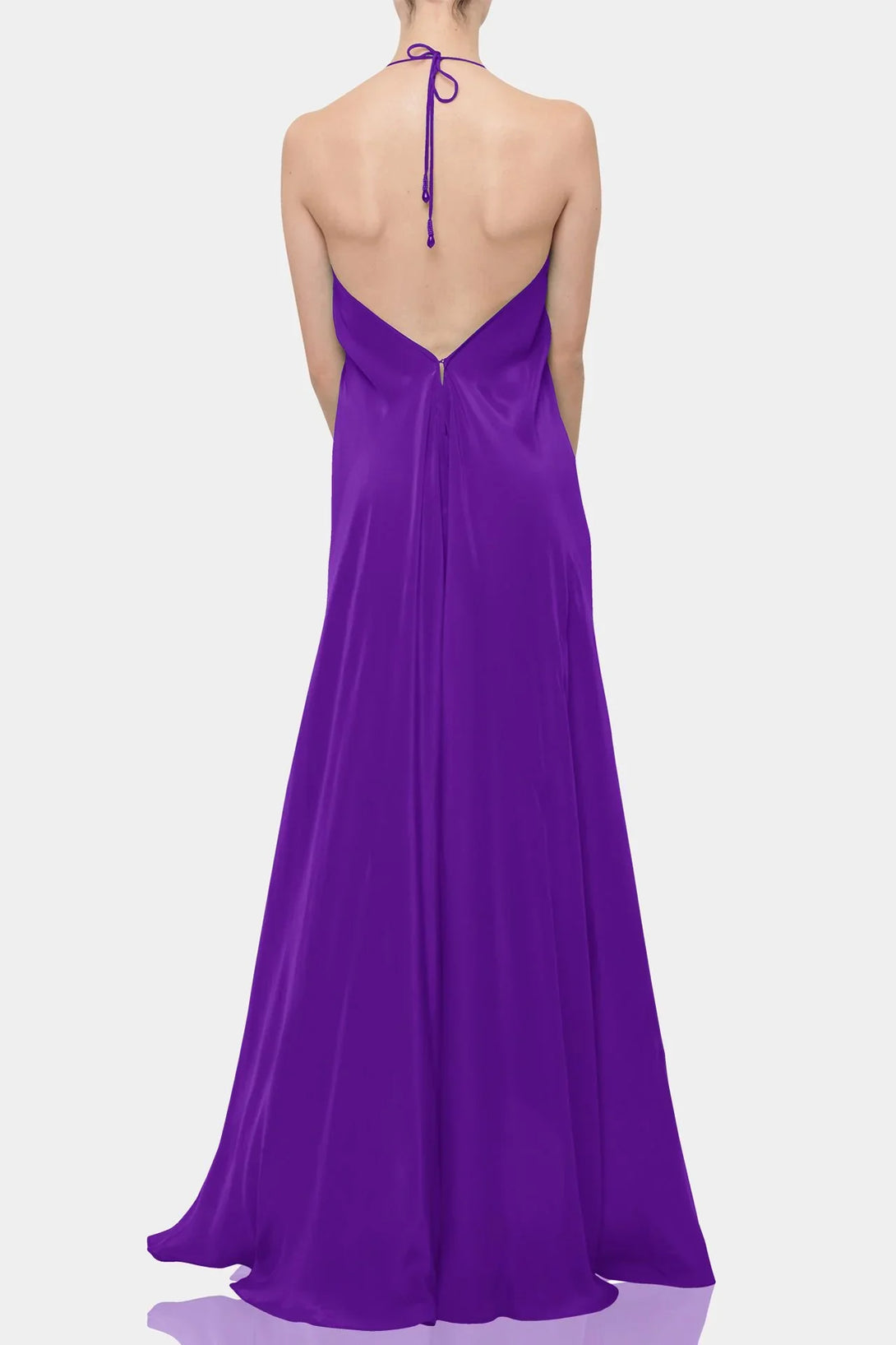 royal purple maxi dress Royal Purple Cotton Poplin A-Line Deep Neck Maxi Tier Dress 58" / Petite (5'1" and below)
