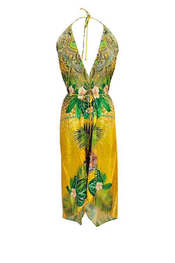Printed Evening Dress in Yellow