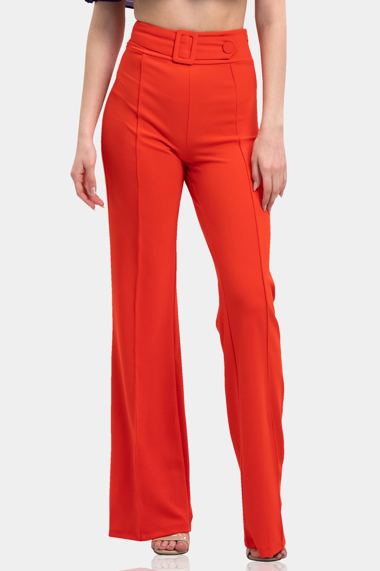 2023 Designer Silk Pants in Orange - Straight Leg Pants for Women