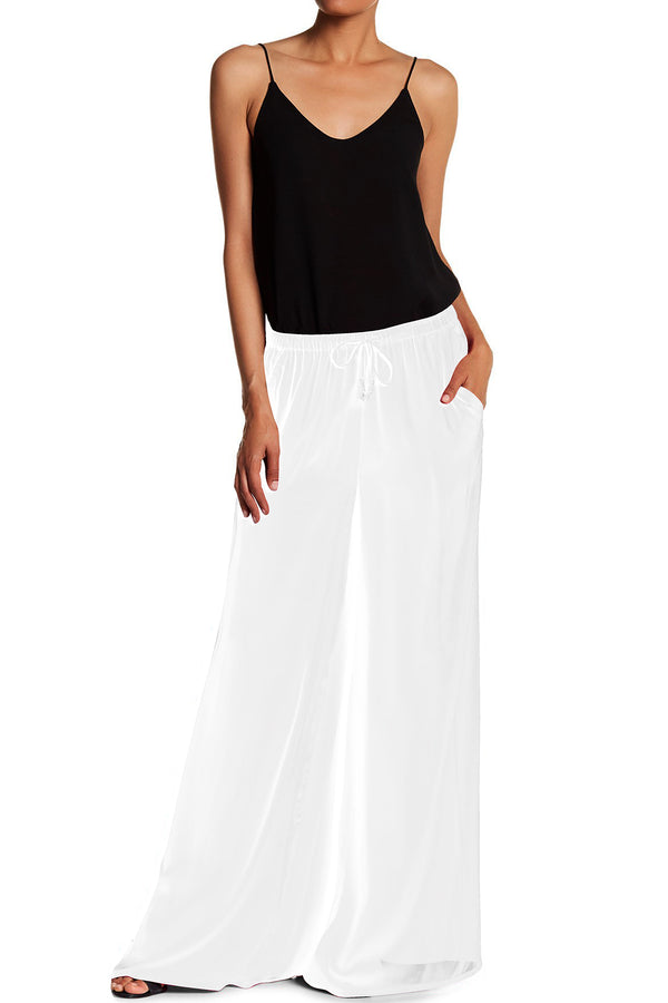 Solid White Wide Leg Pants
