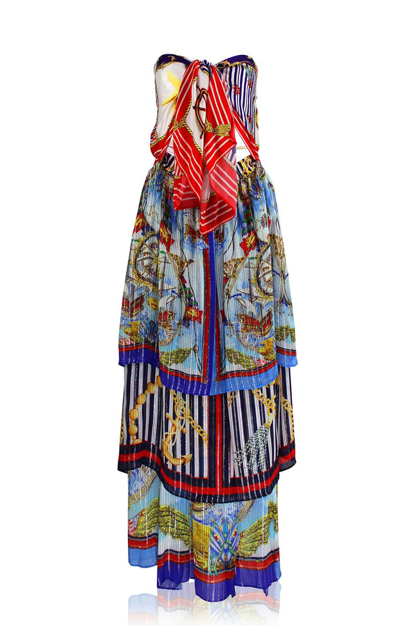 Multicolor Printed Long Maxi Dress