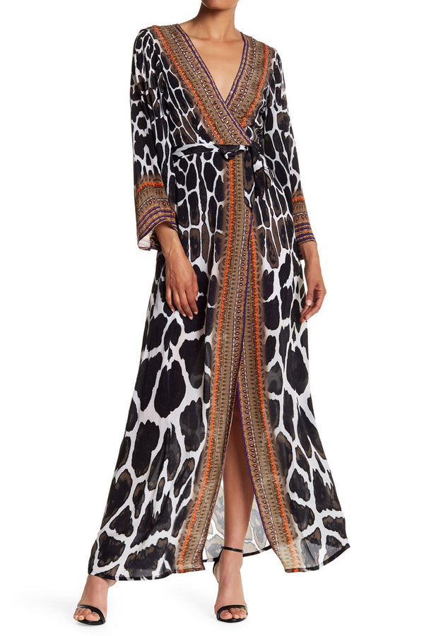  black dress with wrap, silk wrap dress long sleeve, Shahida Parides, maxi womens wrap dress,