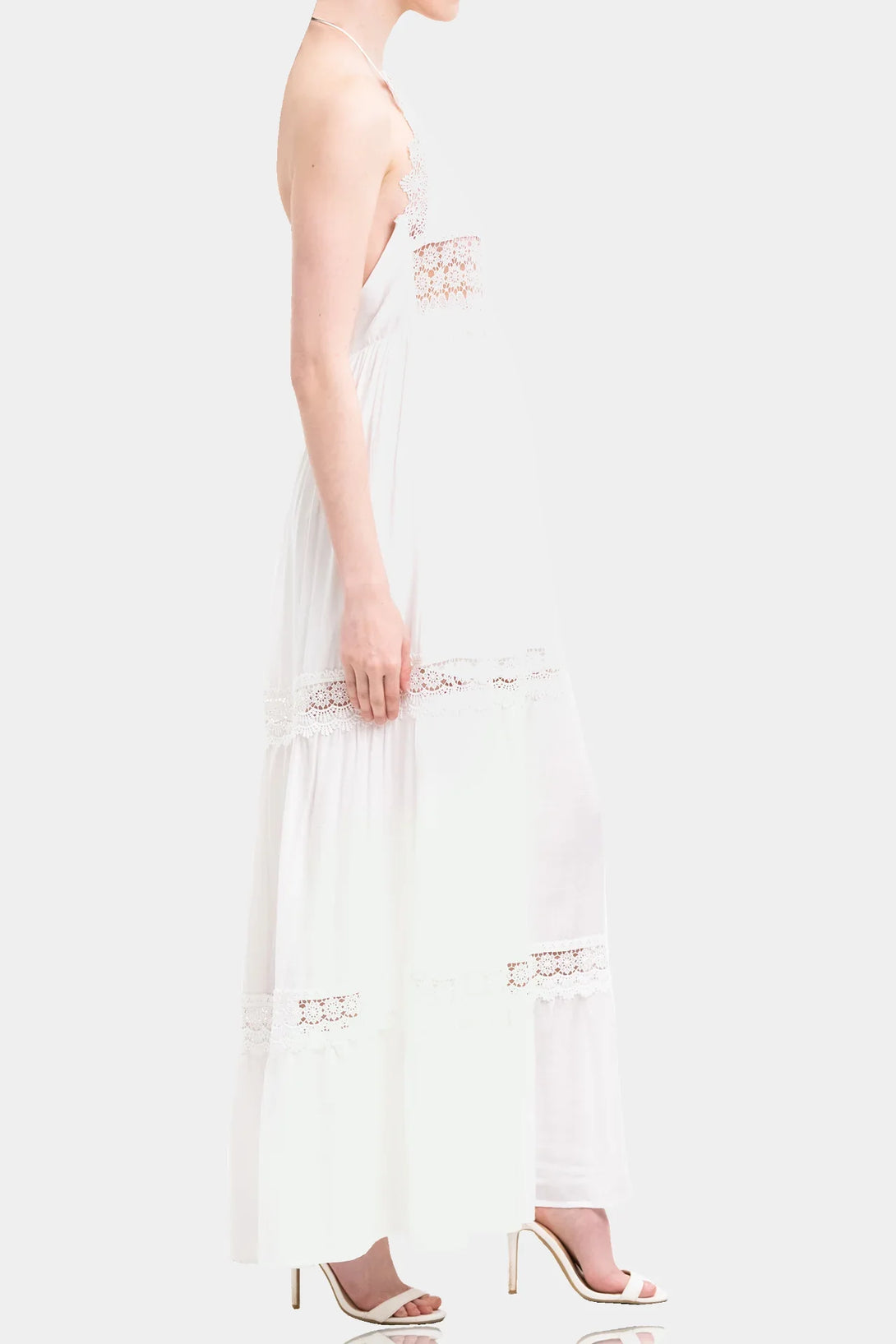 sexy white maxi dress White Halter Maxi Dress Lace