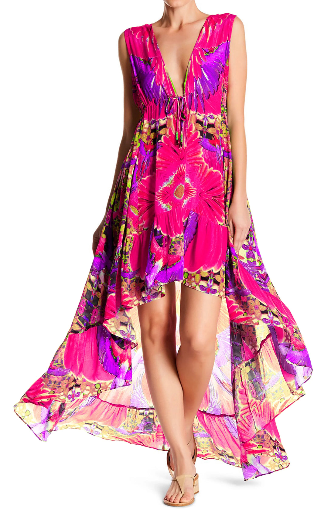 Hot Pink hi low asymmetrical dress Shahida Parides