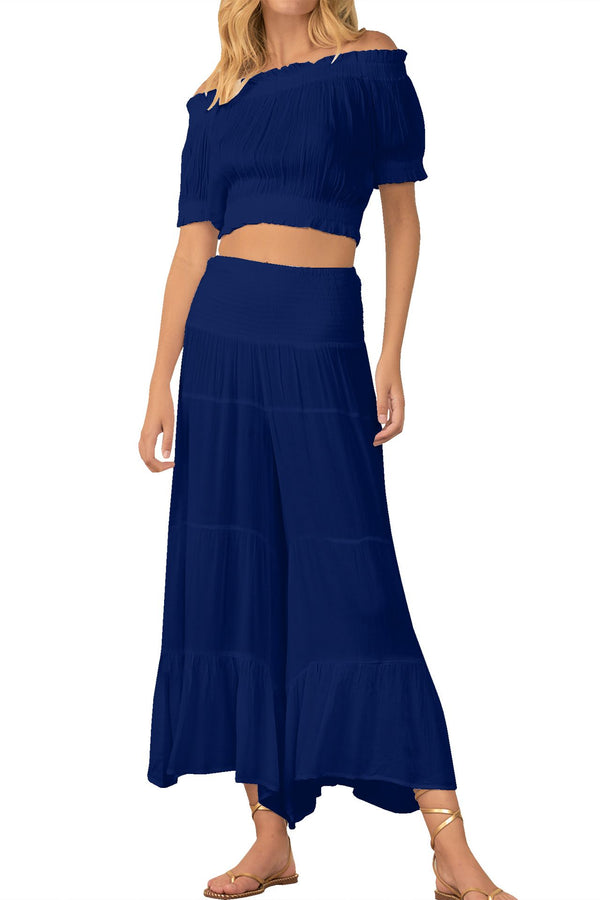 Long Maxi Pant in Solid Navy Blue