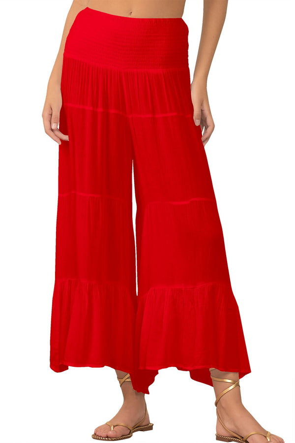 Solid Long Maxi Pant in Red