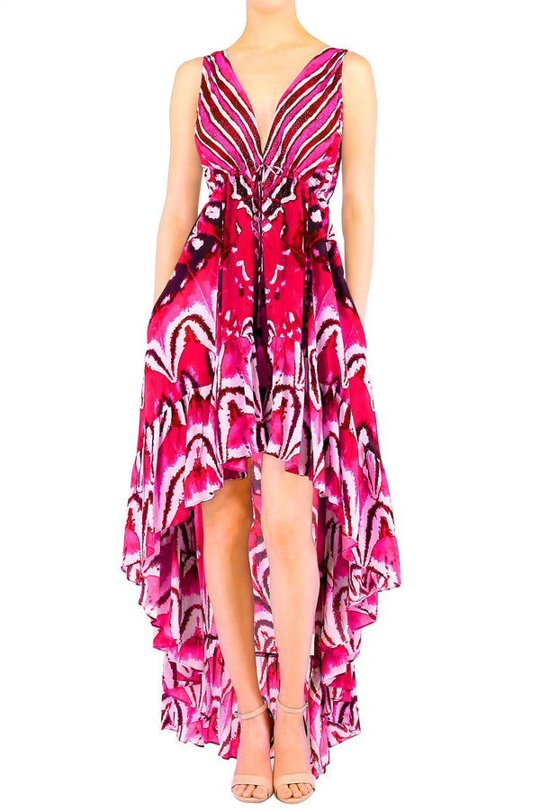 Annabella Butterfly-Print  Ruflle Maxi Dress