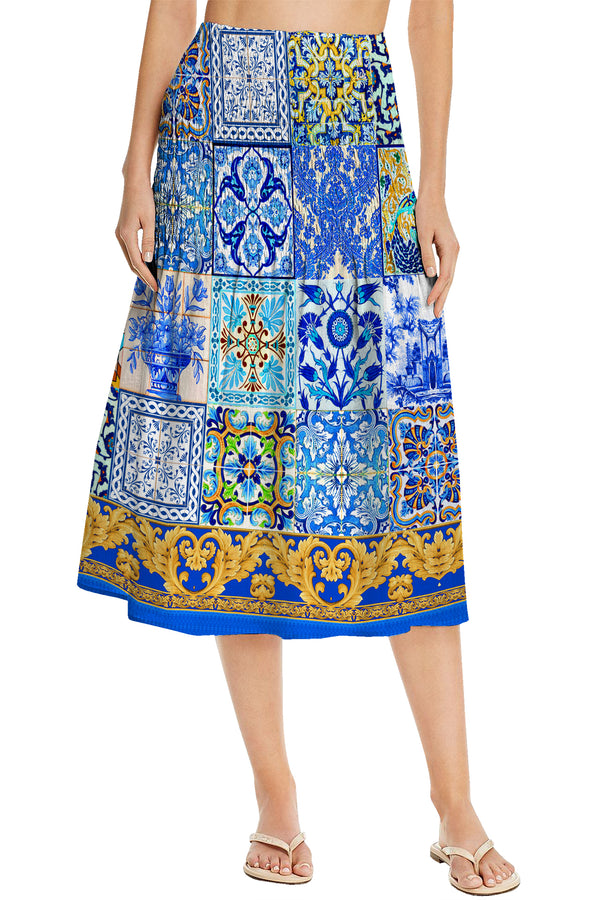 Blue Midi Skirt for Women