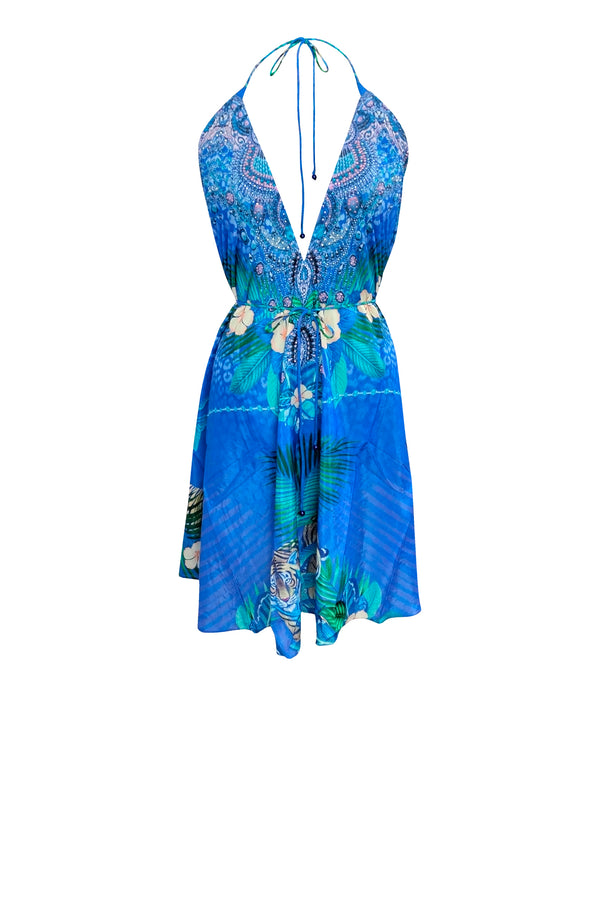 Printed Evening Dress in Blue