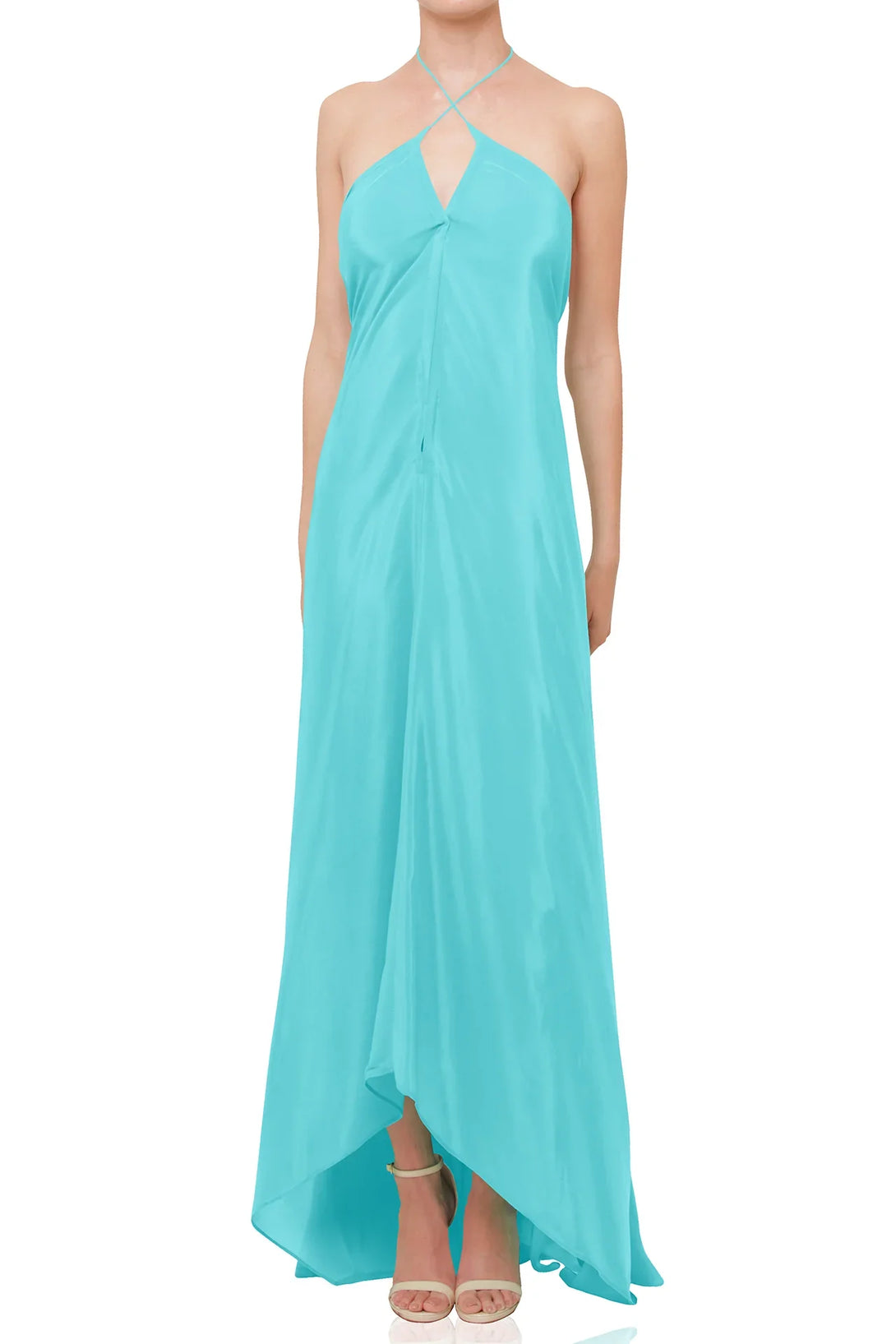 silk handkerchief dress Silk Handkerchief Halter Dress in Bark by St. Agni