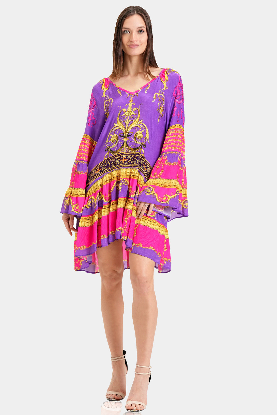  satin purple mini dress, Shahida Parides, sleeveless short dress, short frock for women party wear,