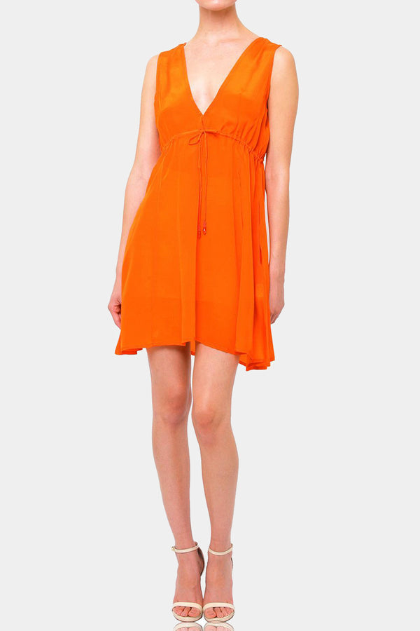 Short V Neck Dress in Orange
