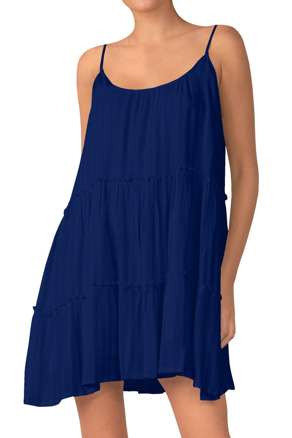 Short Cami Dress in Solid Navy Blue