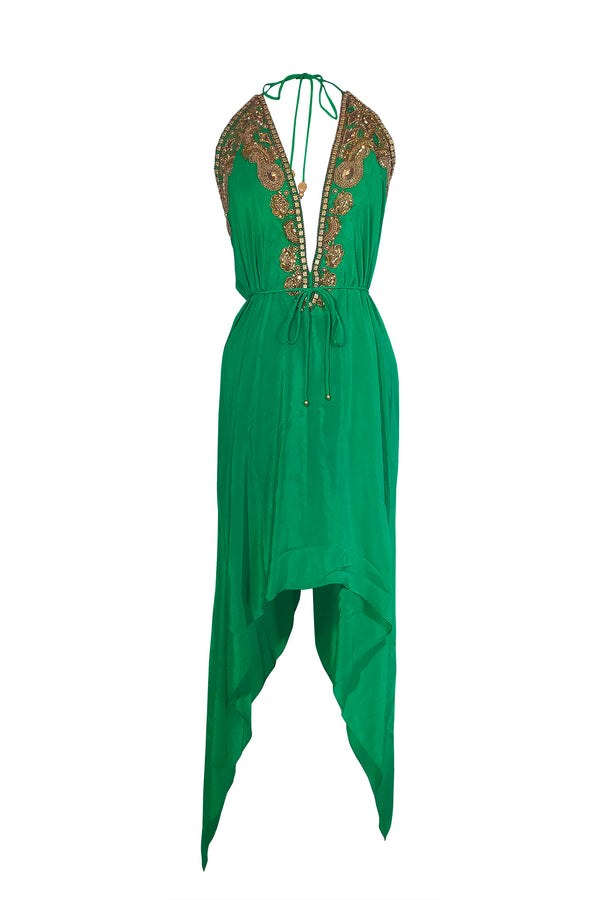 Artisan Scarf Dress in Green