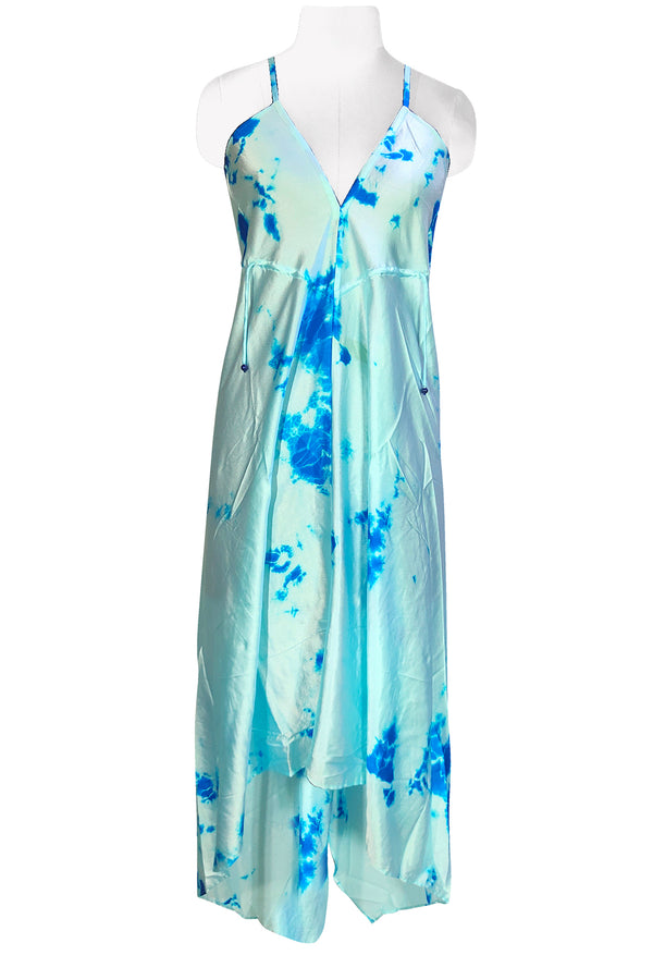 Glacier Mint Sky Azure Tie Dye Scarf Dress