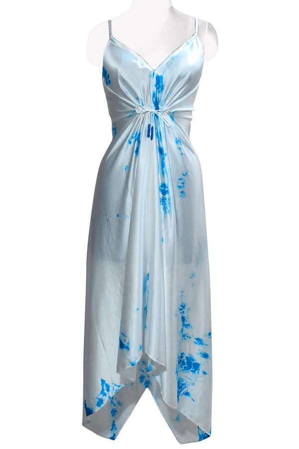 Designer Tie Dye Scarf Dress in Santorini and Bright White