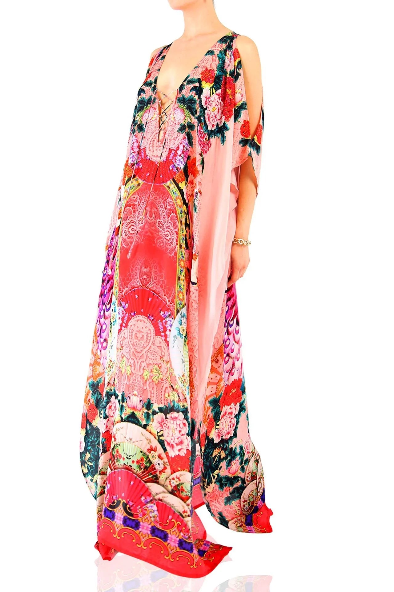 Shahida Long Kaftan : Designer {Kaftan Dress} for Women | V neck Kaftan Dress ...