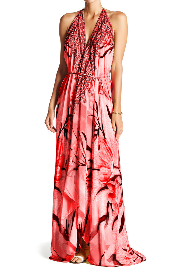 Designer Floral Print Maxi Dress