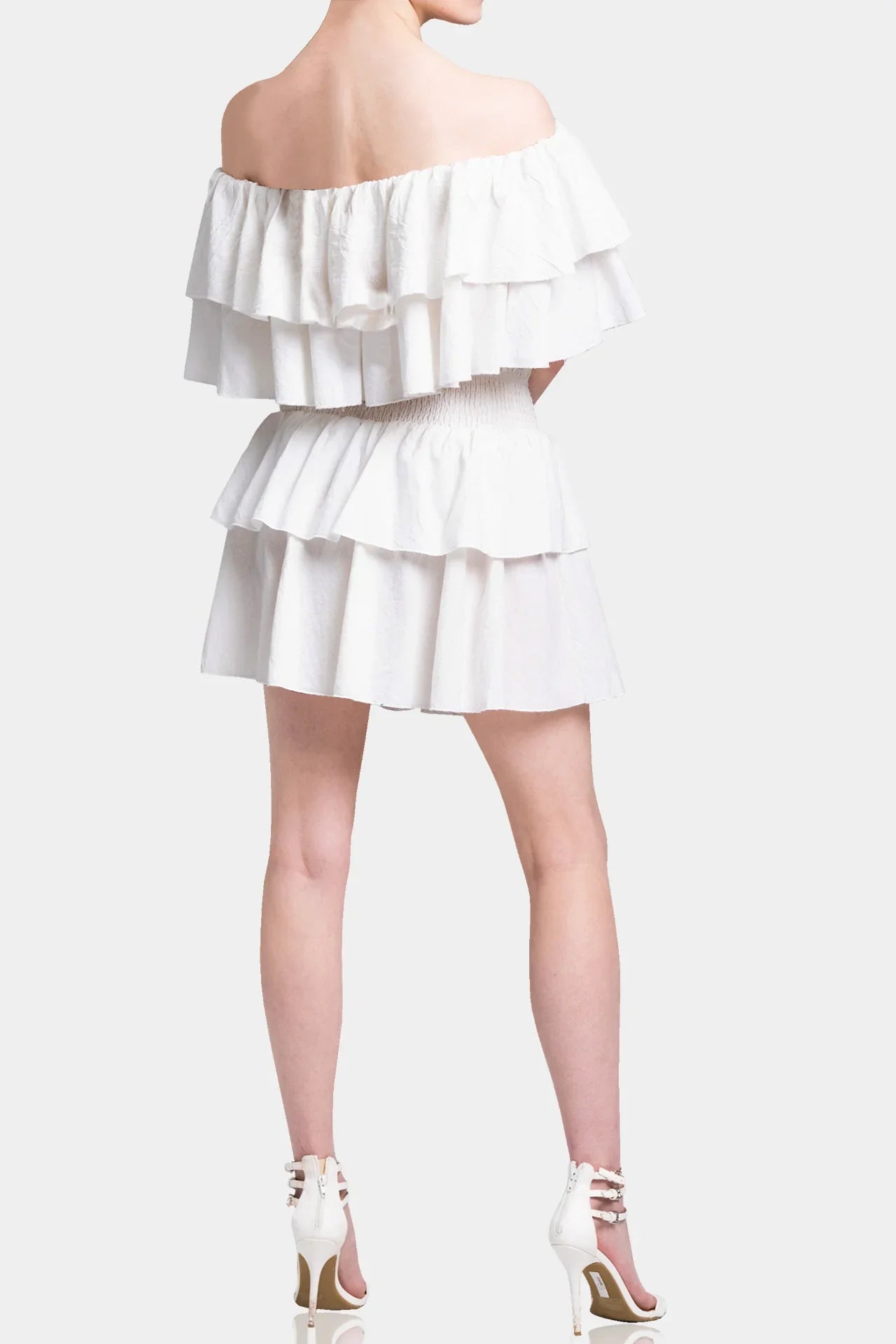 Shahida Parides {Designer Cotton Tops} | Off Shoulder White Ruffle Top