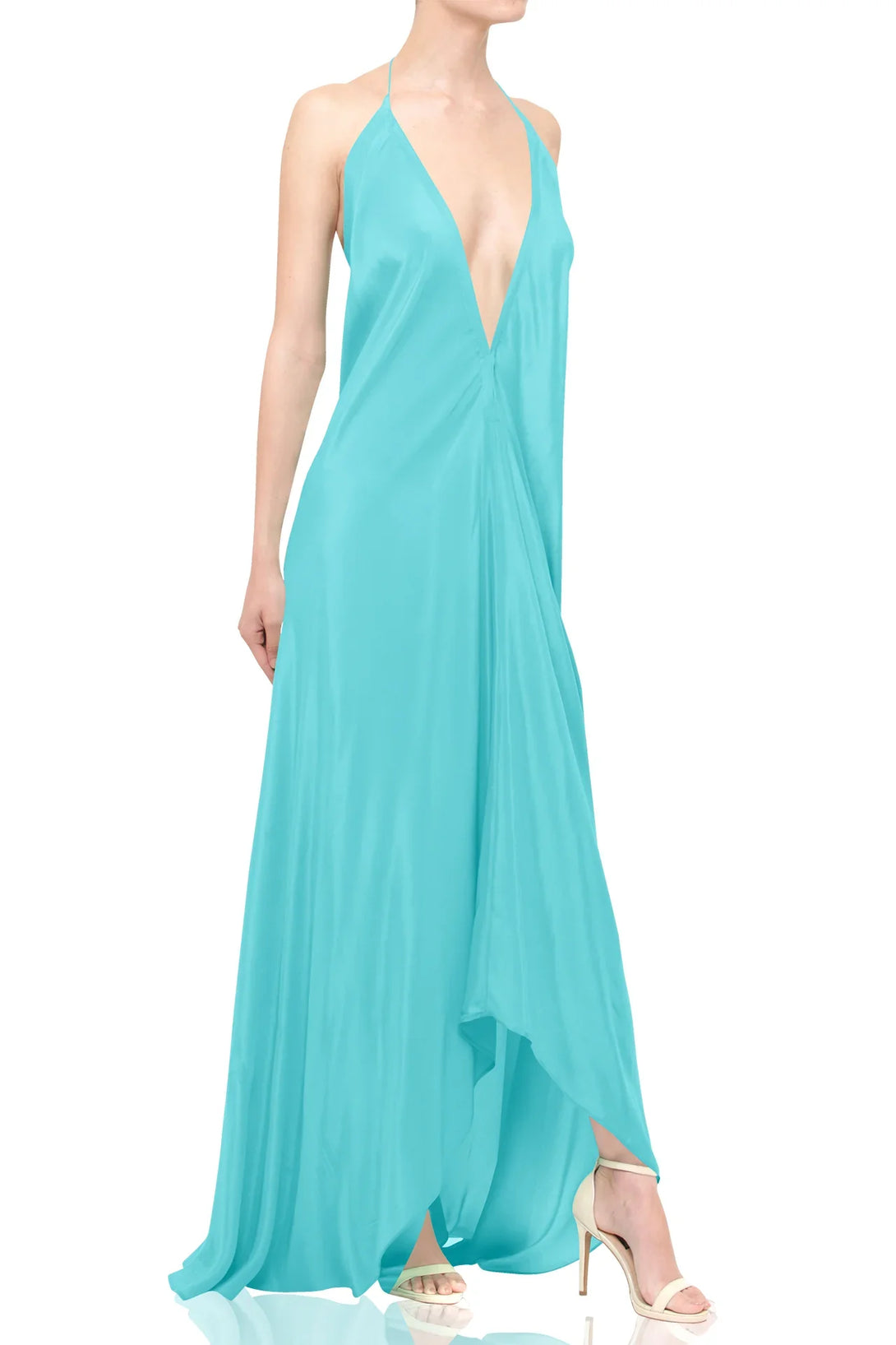 Powder Blue Silk Maxi Scarf Dress | Handkerchief