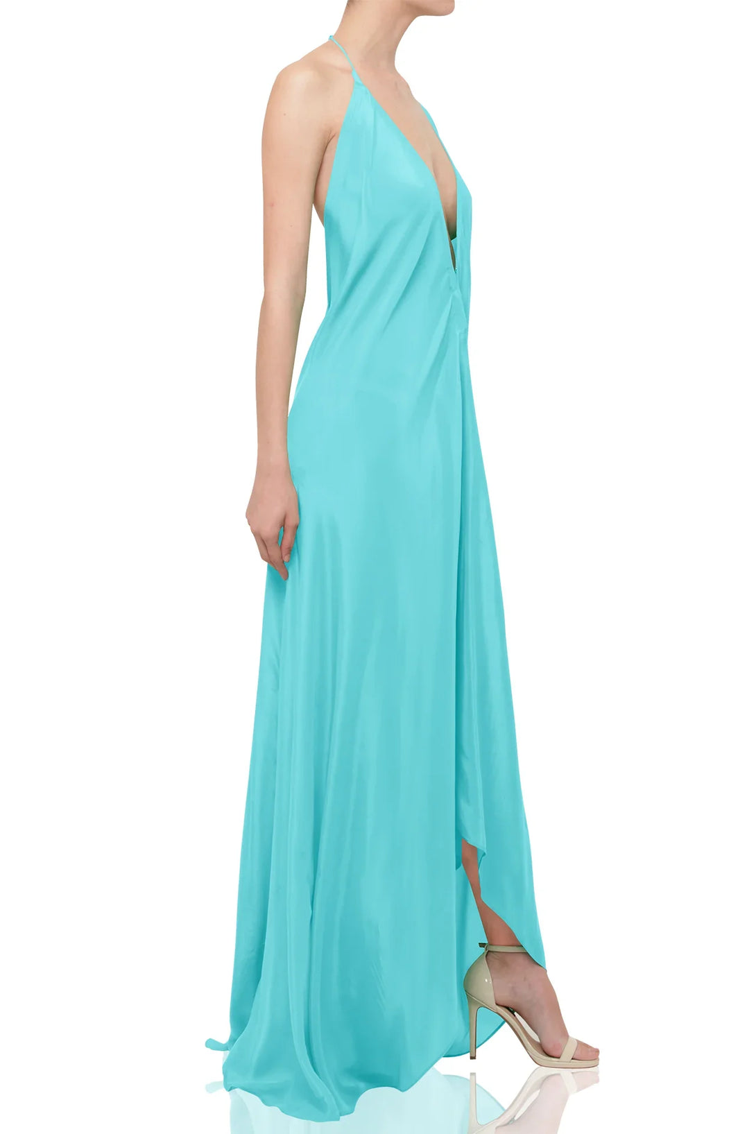 Powder Blue Silk Maxi Scarf Dress | Handkerchief