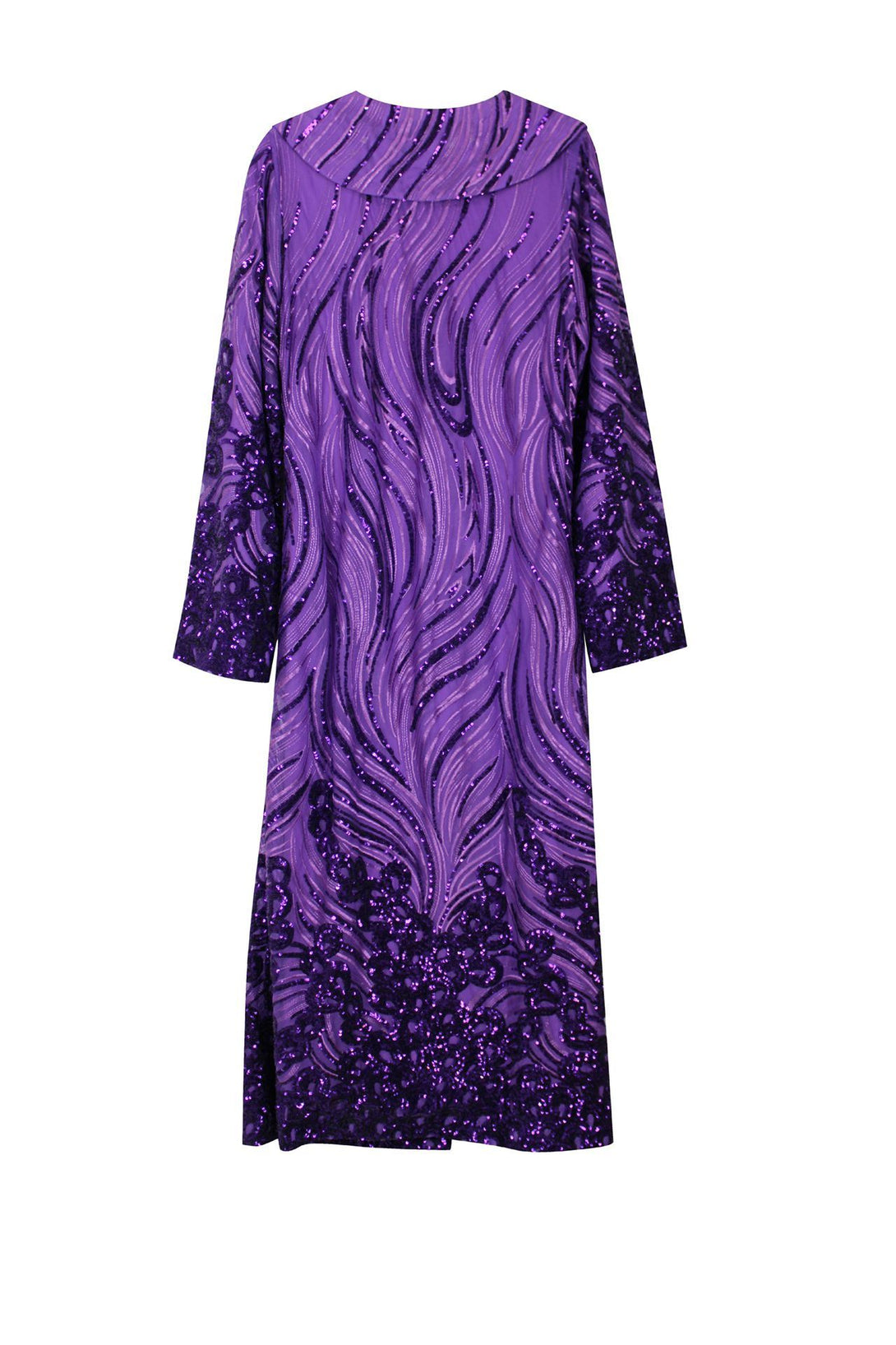 Purple-Designer-Sequin-Long-Duster-Jacket-By-Kyle