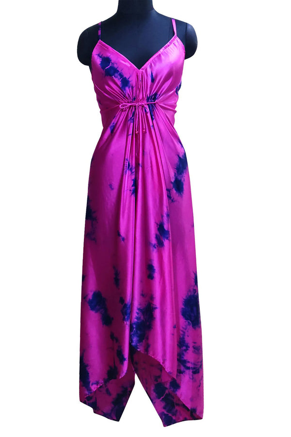 Tie Dye Scarf Dress in Fuchsia and Dark star