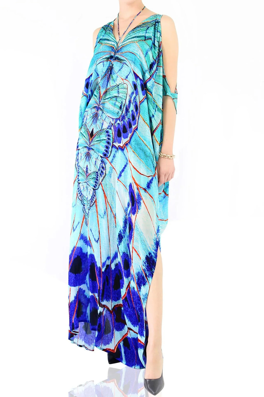 Shahida Multiwear Kaftan dress in Annabella Butterfly-Print {Designer Silk ...
