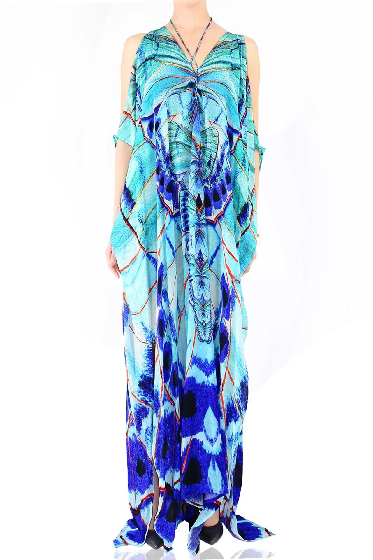 Shahida Multiwear Kaftan dress in Annabella Butterfly-Print {Designer Silk ...