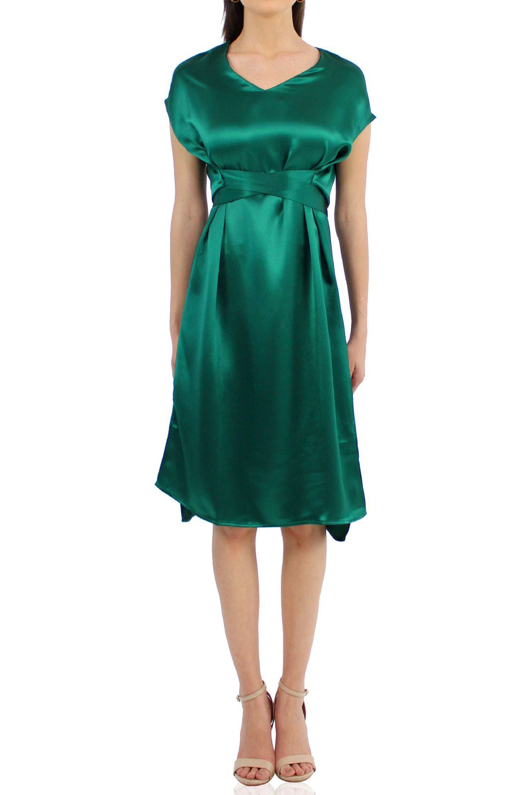 Silk-Designer-Mini-Dress-For-Womens-In-Green-By-kyle-Richard