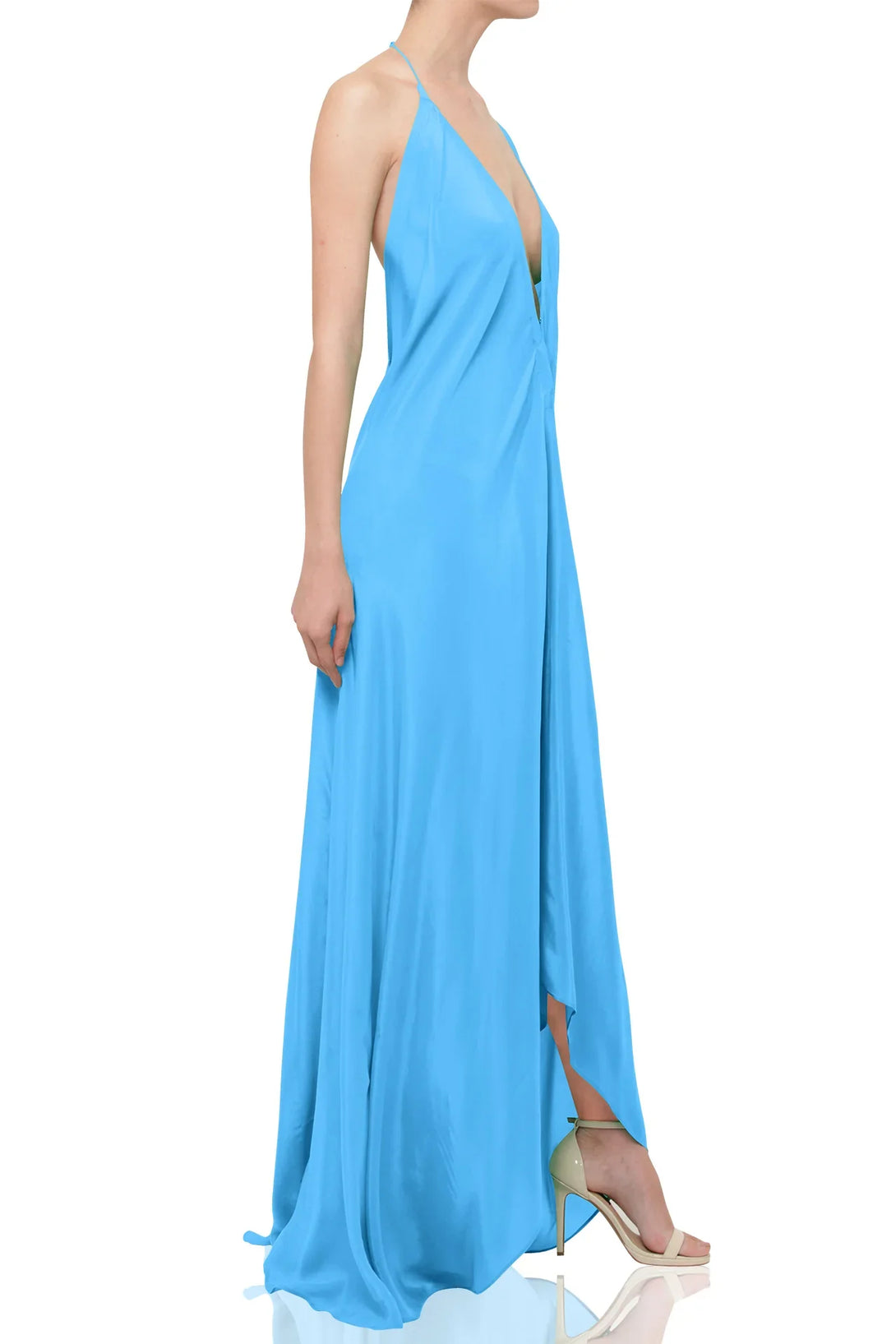 One Size Sky Blue Layered Maxi Handkerchief Dress