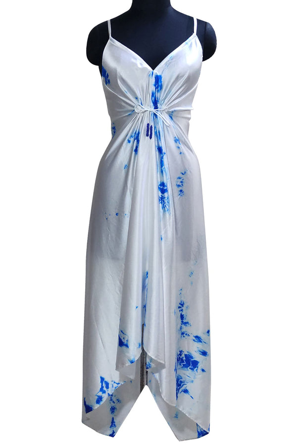 Tie Dye Scarf Dress in Bright White