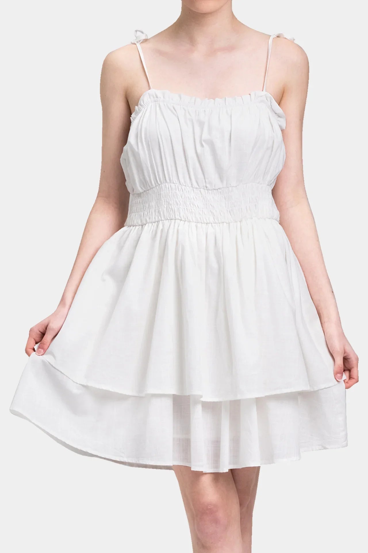 Short Cotton Summer Dress - White Cotton Short Dress - Shahida Parides Small - Medium Short Cotton Summer Dress - White Cotton Short Dress - Shahida Parides Small - Medium