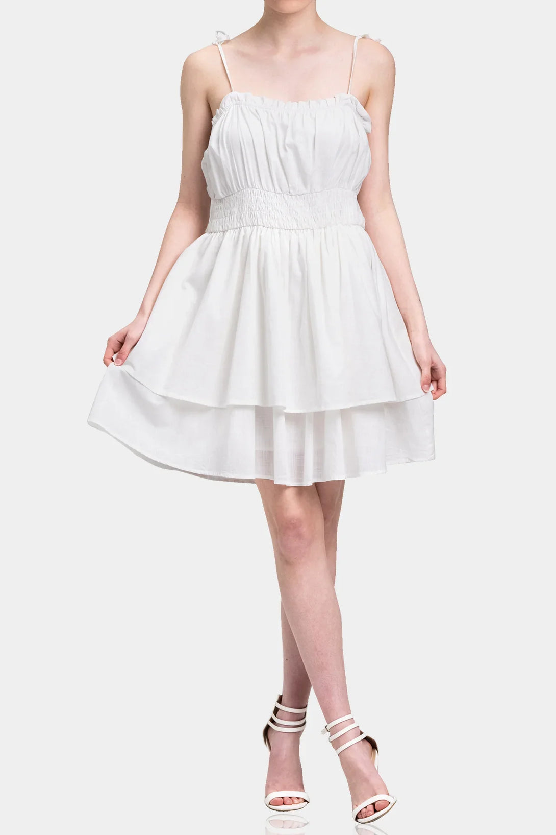 Short Cotton Summer Dress - White Cotton Short Dress - Shahida Parides Small - Medium Short Cotton Summer Dress - White Cotton Short Dress - Shahida Parides Small - Medium