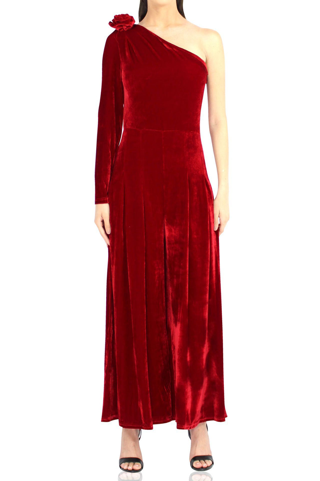 Women-Designer-One-Shoulder-Long-Dress-In-Red-By-Kyle-Richard