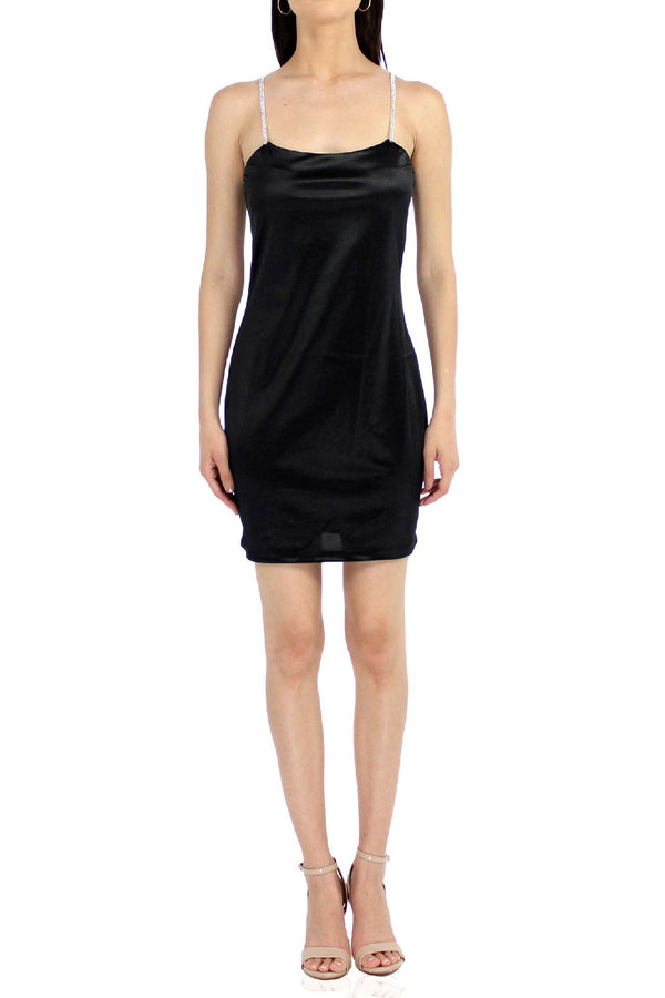 Women-Designer-Slip-Over-Mini-Dress-For-Womens-In-Black
