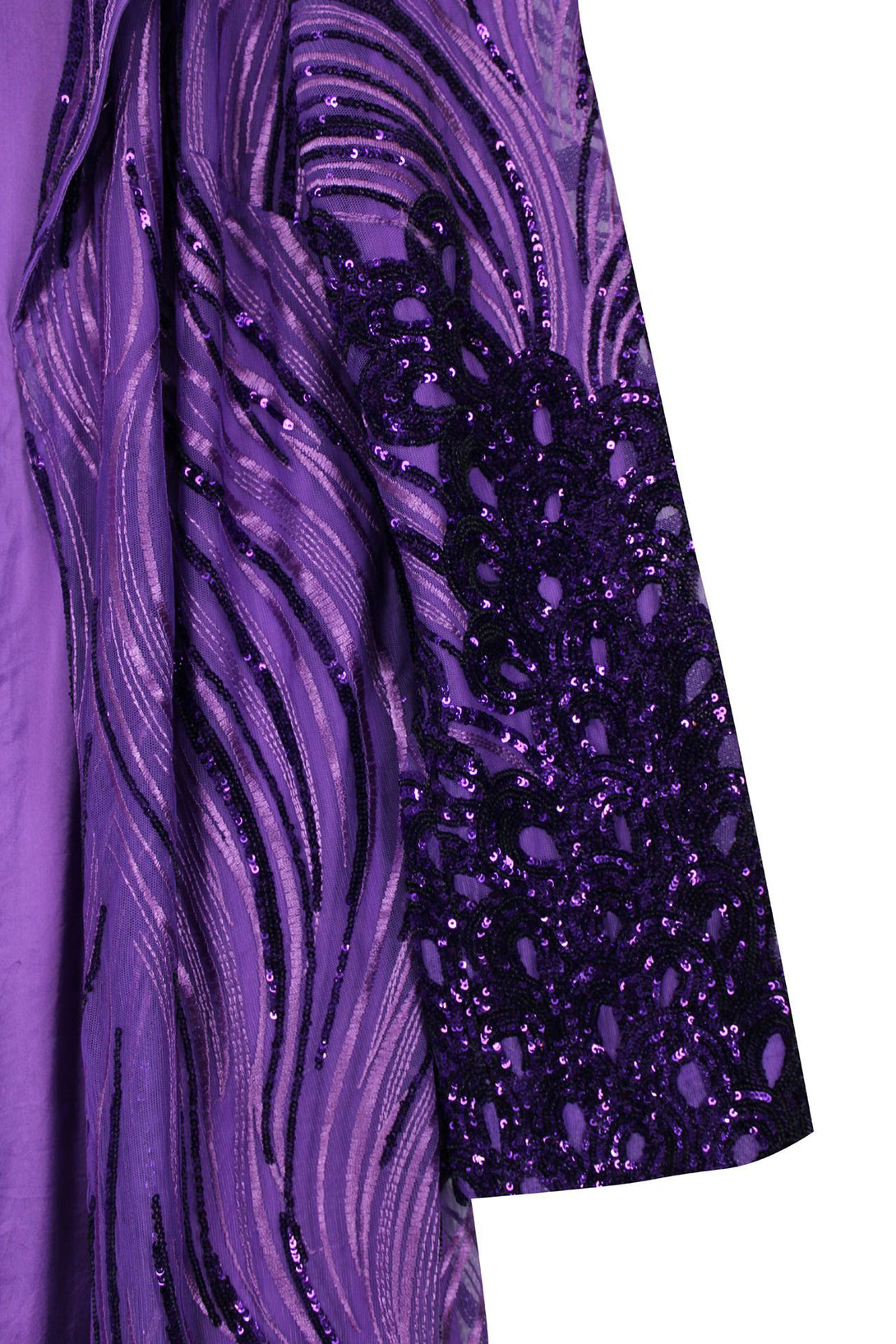 Women-Purple-Designer-Sequin-Long-Duster-Jacket-By-Kyle-Richards