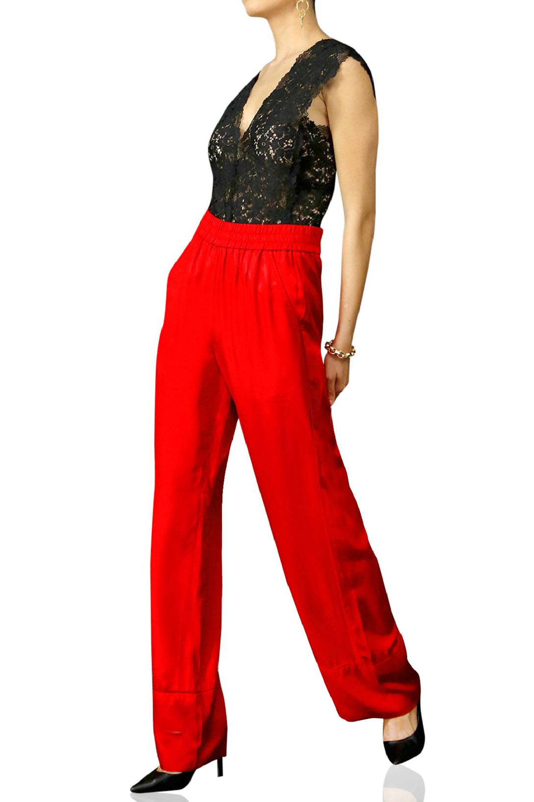 Women-Silk-Designer-Pant-In-Red