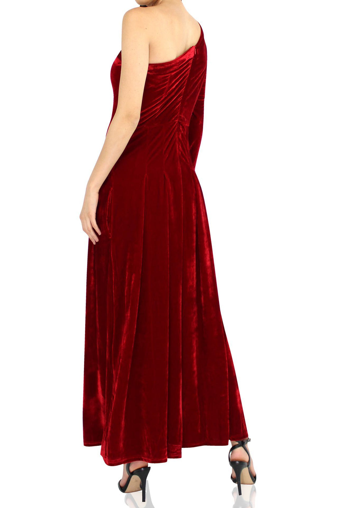 Womens-Designer-One-Shoulder-Long-Dress-In-Red-By-Kyle-Richard
