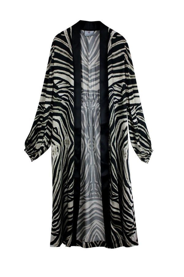 Zebra Print Kimono Robe Dress