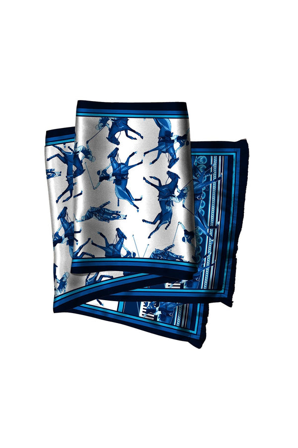 Designer Scarves Polo Print in Blue And White