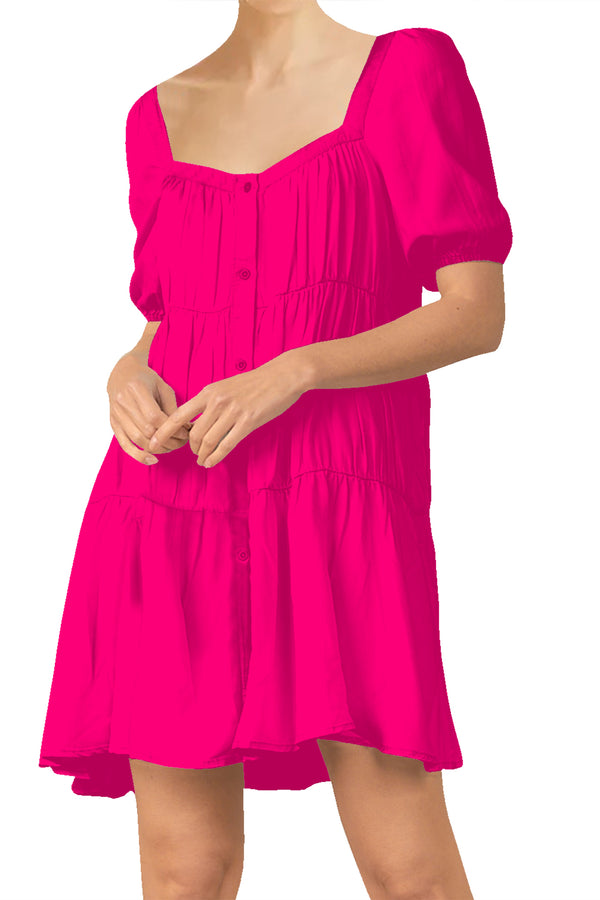Fuchsia Short Sleeve Dress