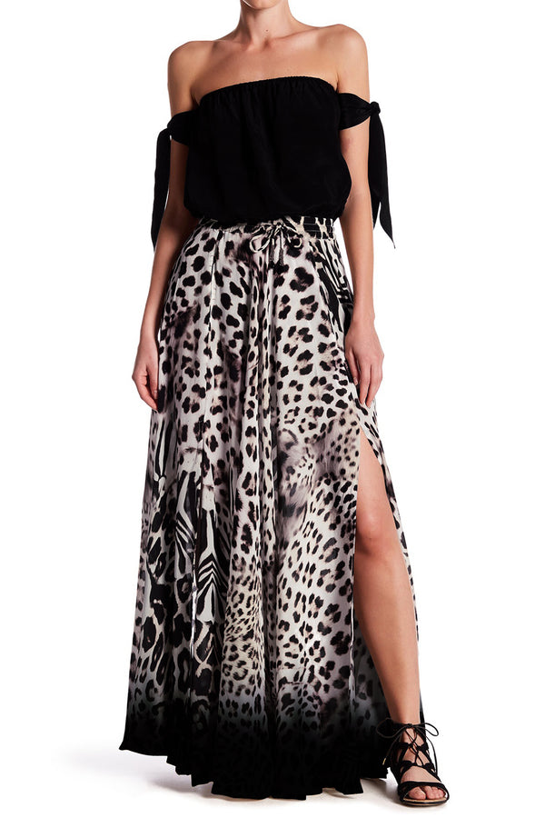 Black and White Animal Print Skirt
