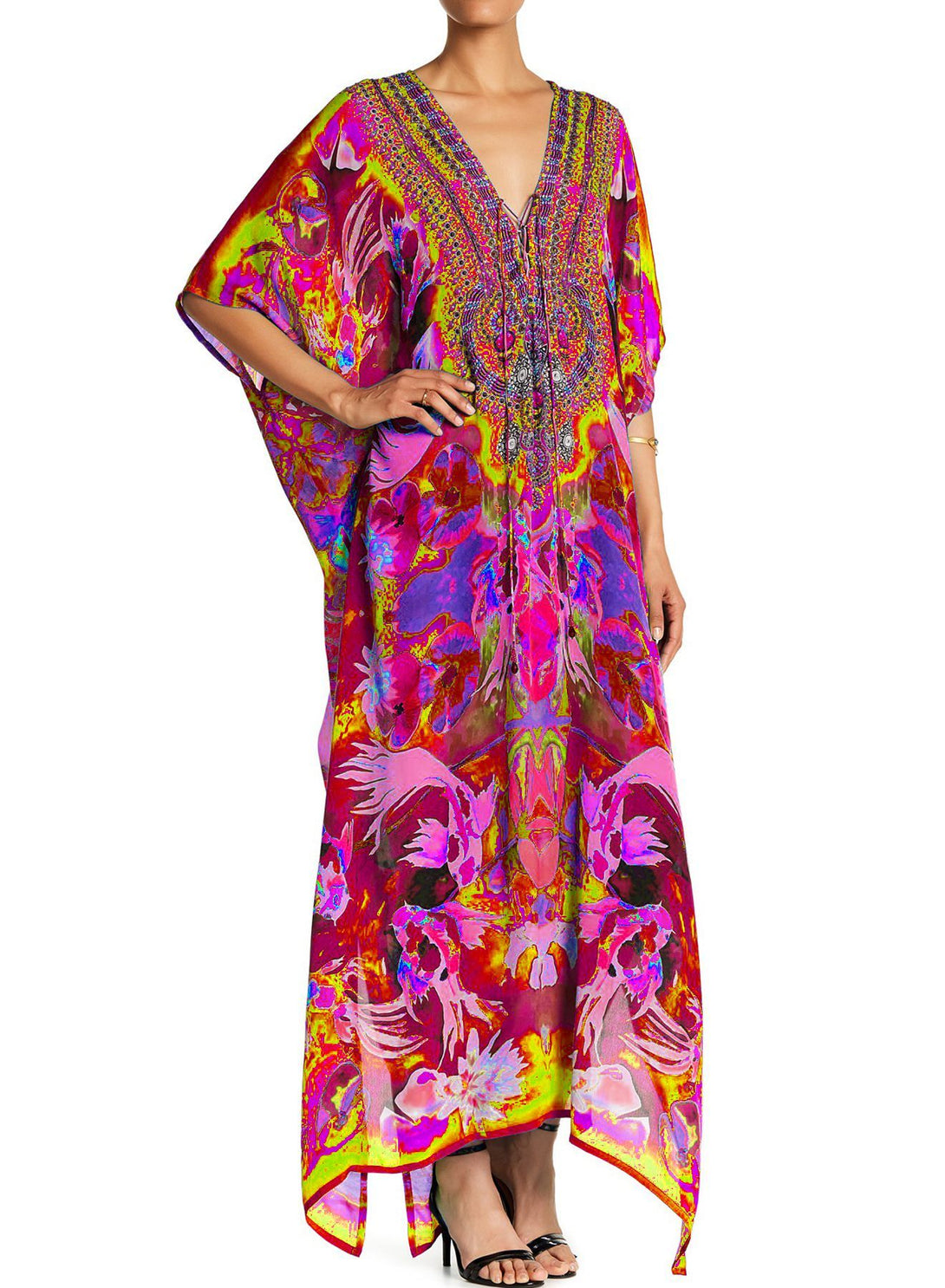 Womens Caftan Dress : Designer Silk Long Caftan | Beachwear Kaftan ...