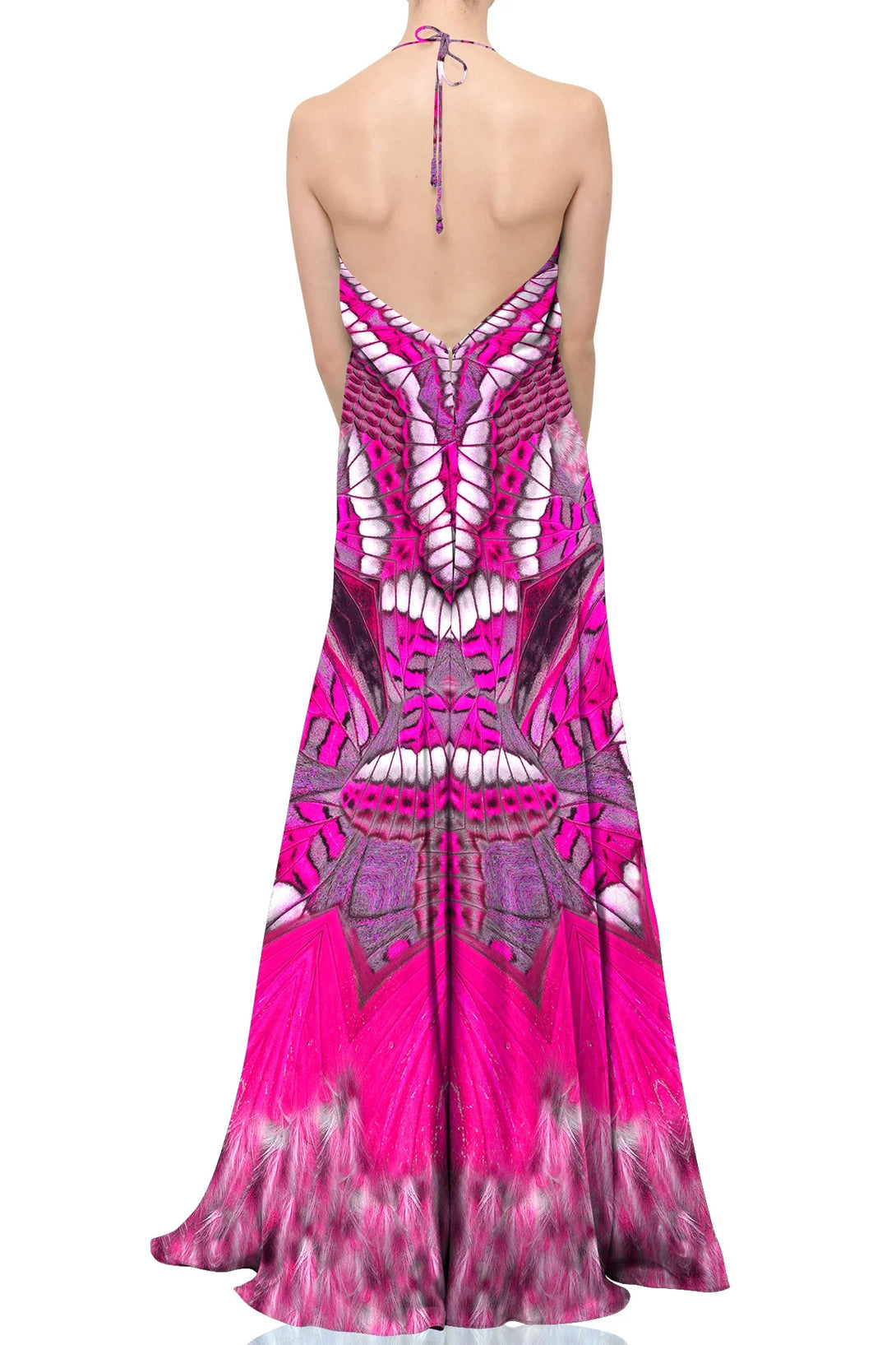 fitted lace wedding dress Floral Silk Evening Maxi Dress in Fuchsia
