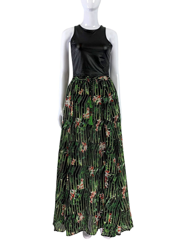 Jungle Print Long Skirt