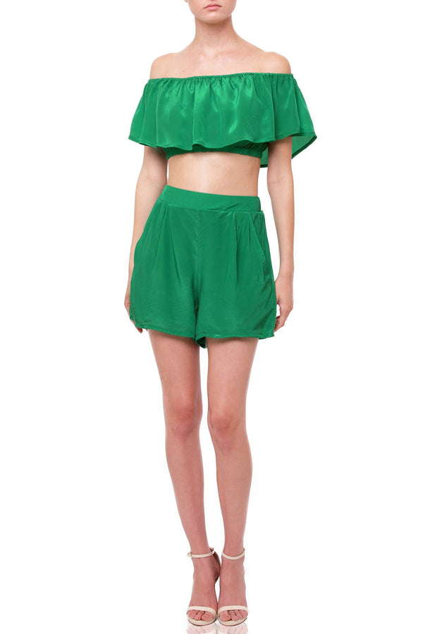 Emerald Green Silk Shorts